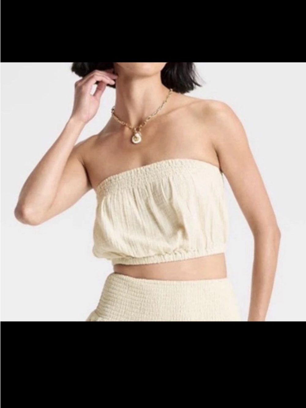 NEW Universal Thread Cream Strapless Smocked Crop Top